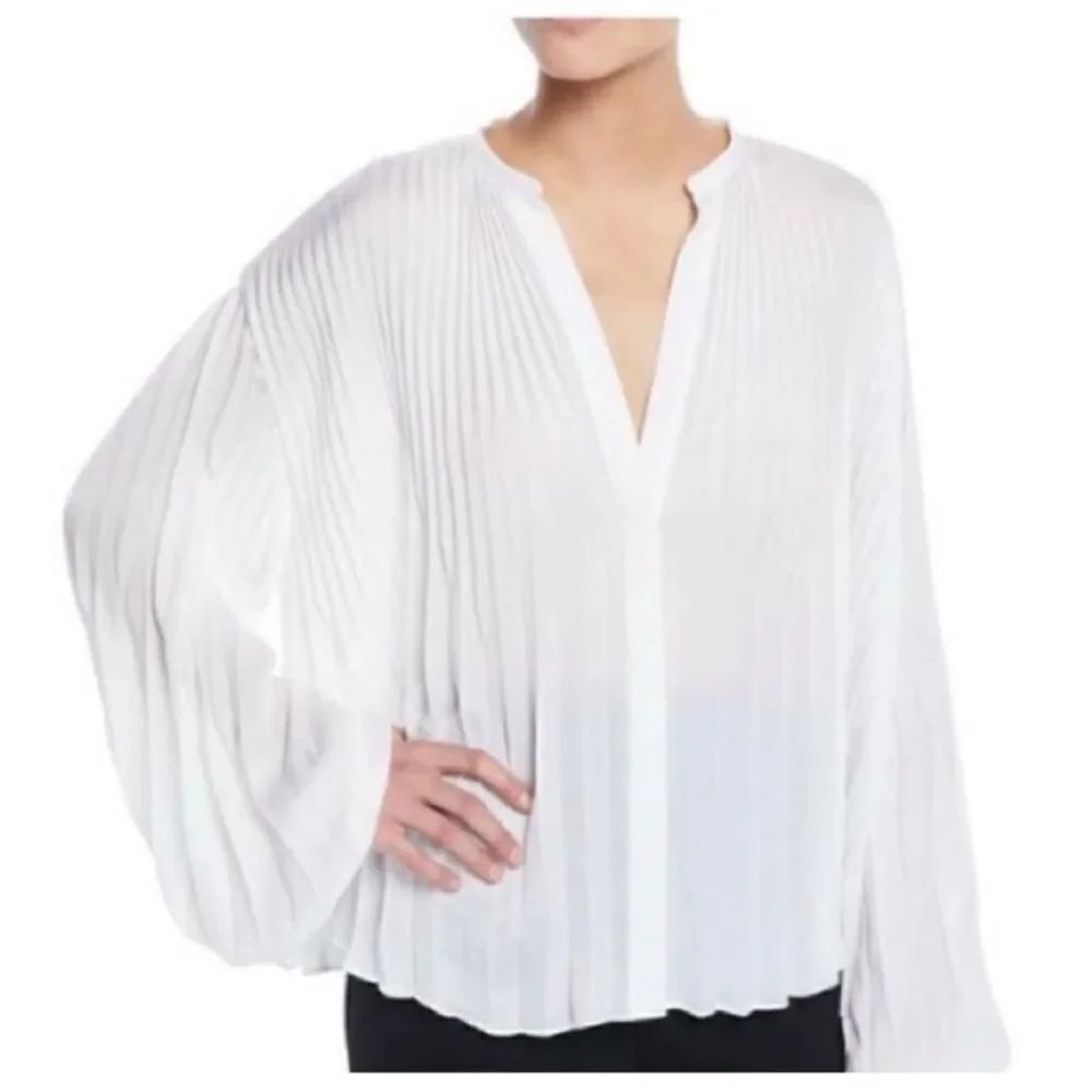 Vince Elegant White Pleated Blouse, S